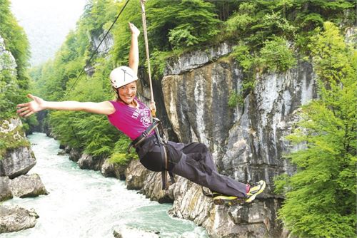 Flying Fox in der Erlebnisschlucht Salzachöfen in Golling | ©Golling.info